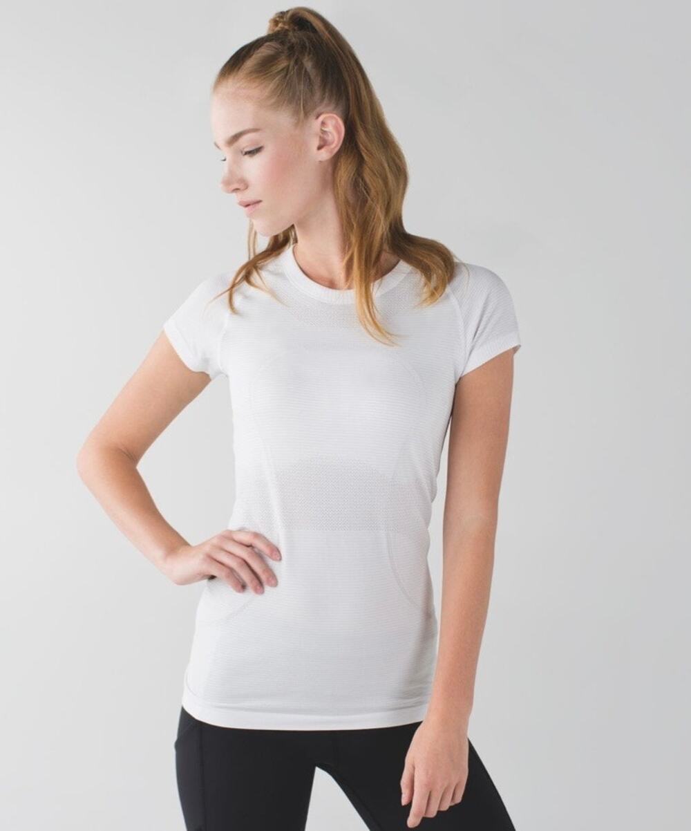 LULULEMON Swifty Tech Short Sleeve 2.0 White Pale Gray Athletic Tee Size 6